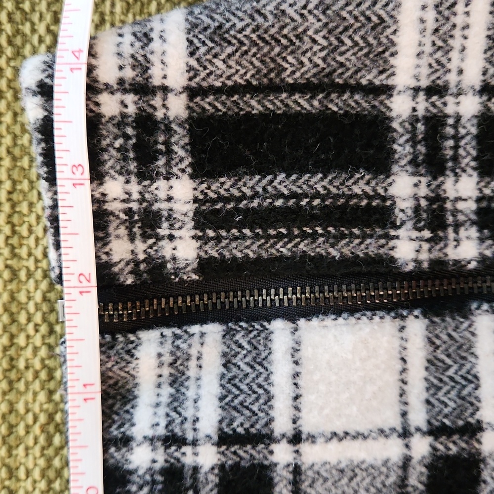 Hollister Wool Blend Plaid Skirt Black White Exposed Side Zipper Fully Lined S - Picture 14 of 17
